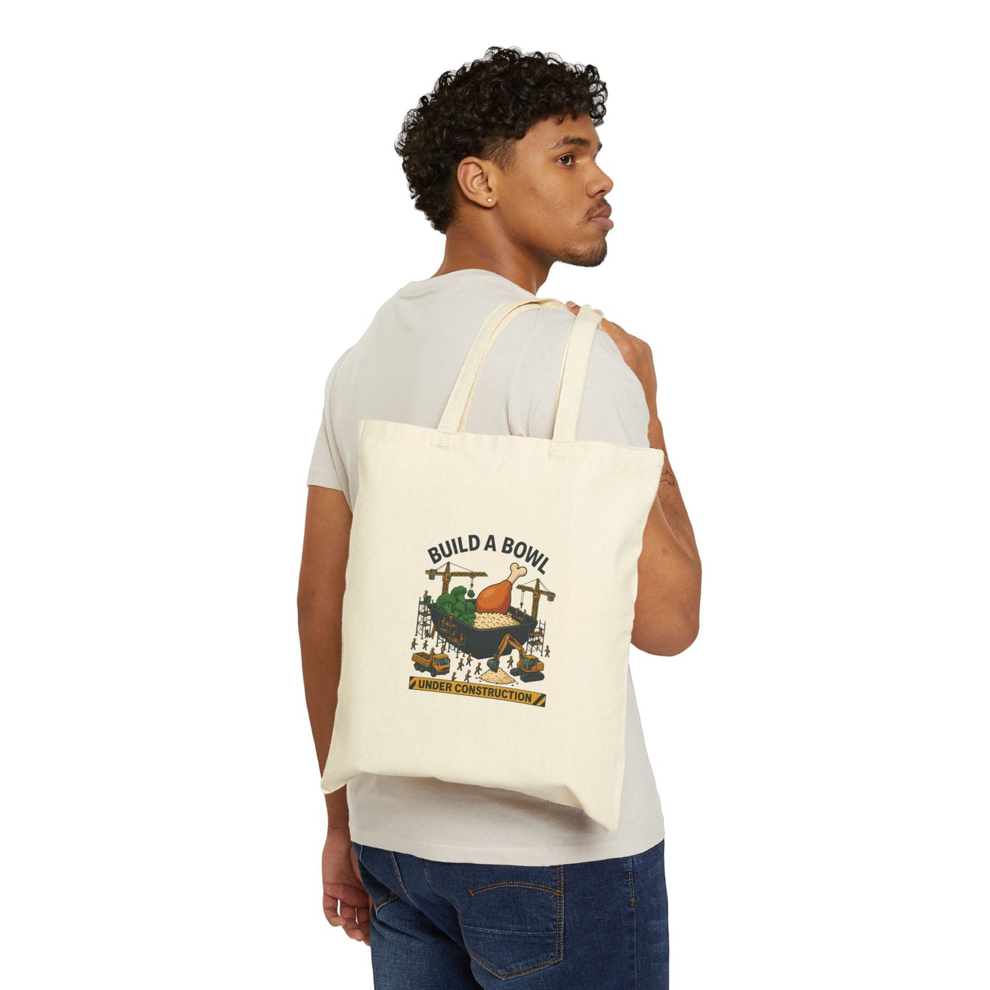 Build A Bowl "Under Construction" Canvas Tote Bag - PERFECT for your Bowls and other groceries!